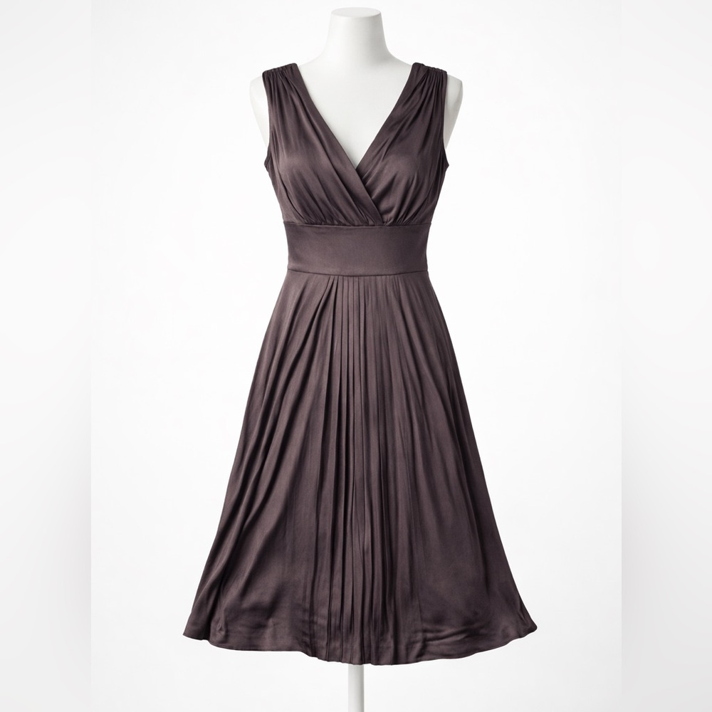 🤎 NWT Laundry by Shelli Segal Brown V-Neck Fit & Flare Dress | 8P